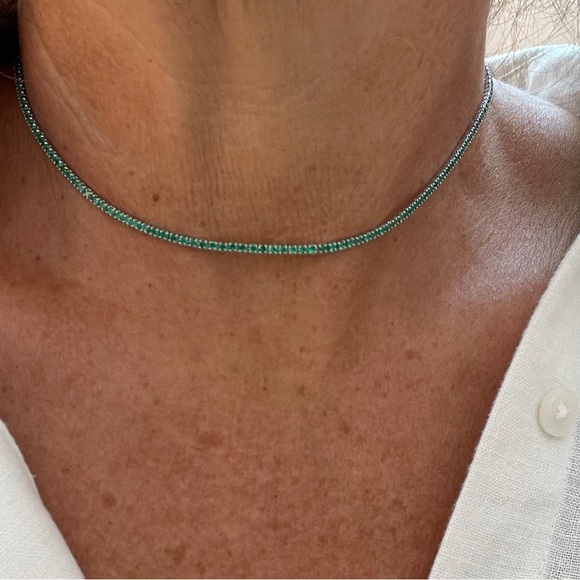 Emerald tennis necklace choker - Picture 5 of 6